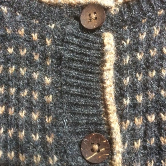 Woolrich Dark Gray and Tan Wool Button Down Cardigan Women's Sweater Size XL - Picture 4 of 6